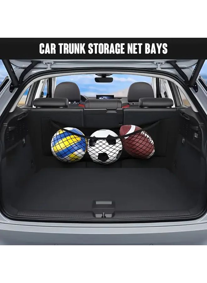 2pcs Black Car Trunk Storage Net Bags 40x25cm Adjustable Elastic For SUV Protection - Image 4