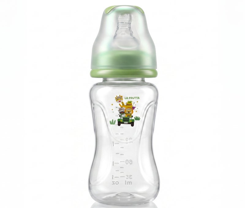 La Frutta La Fruta Comfort Plastic Bottle, Anti-Colic Air System for 0+ Months, 160ml Capacity, with Soft Silicone Teat, BPA-Free - Green - Image 2