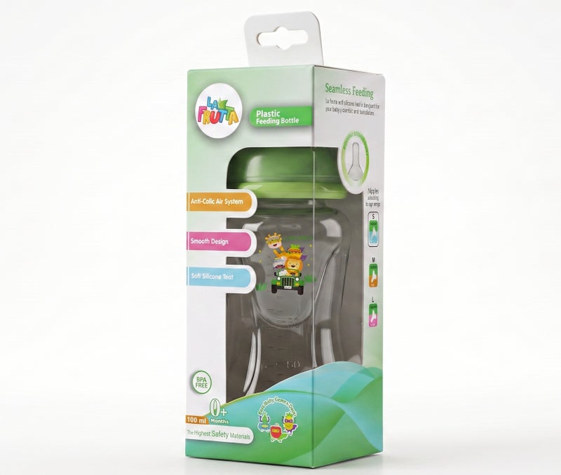 La Frutta La Fruta Comfort Plastic Bottle, Anti-Colic Air System for 0+ Months, 160ml Capacity, with Soft Silicone Teat, BPA-Free - Green - Image 4