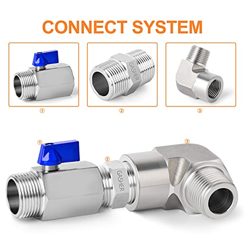 GASHER 2Pcs Stainless Steel Pipe Fitting 90 Degree Barstock Street Elbow,1/2-Inch Male Pipe x 1/2-Inch Female Pipe - Image 3
