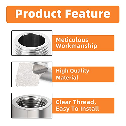 GASHER 2Pcs Stainless Steel Pipe Fitting 90 Degree Barstock Street Elbow,1/2-Inch Male Pipe x 1/2-Inch Female Pipe - Image 2