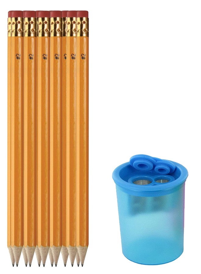 Top Quality Value Packs #2 Pencils, Pre-Sharpened Wood-Cased #2 HB Pencils, Box of 12, Yellow, Includes 1 Pencil Sharpener, Plastic Can 2-Hole Inner Sharpener, Fun Colors (May Vary) - Image 1