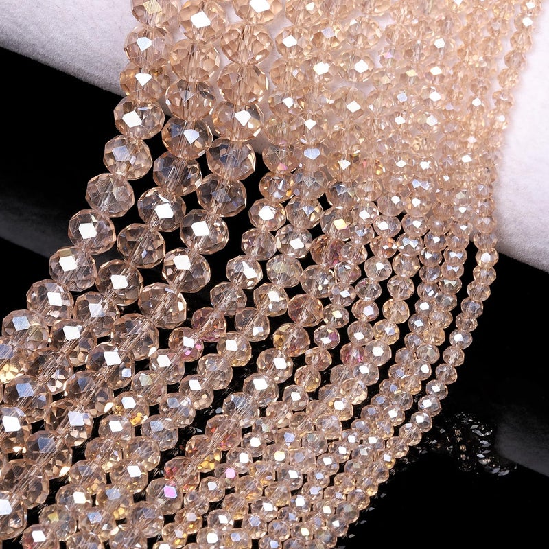 NITOPUPU 1000pcs 4mm Crystal Glass Beads for Jewelry Making Faceted Rondelle Flat Beads for Bracelets Necklace Earrings DIY Crafts (Champagne Crystal AB Bead) - Image 5