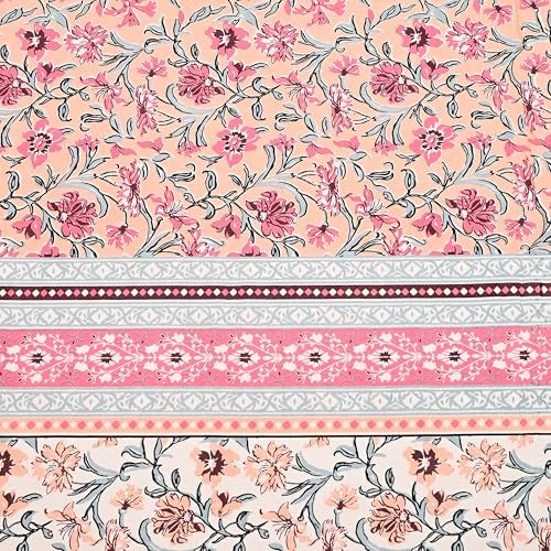 EasyGoods® 100% Pure Cotton Jaipuri Bedsheet with Pillow Covers | Soft & Breathable Fabric | Traditional Floral Print | Cotton Bedsheet (Pink 6, Single) - Image 4