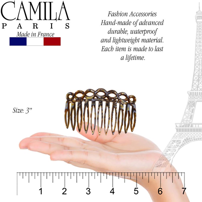 Camila Paris CP3141 French Hair Side Comb Small Handmade Onyx French Twist Hair Combs Decorative, Strong Hold Hair Clips for Women Bun Chignon Up-Do Styling Girls Hair Accessories, Made in France - Image 4