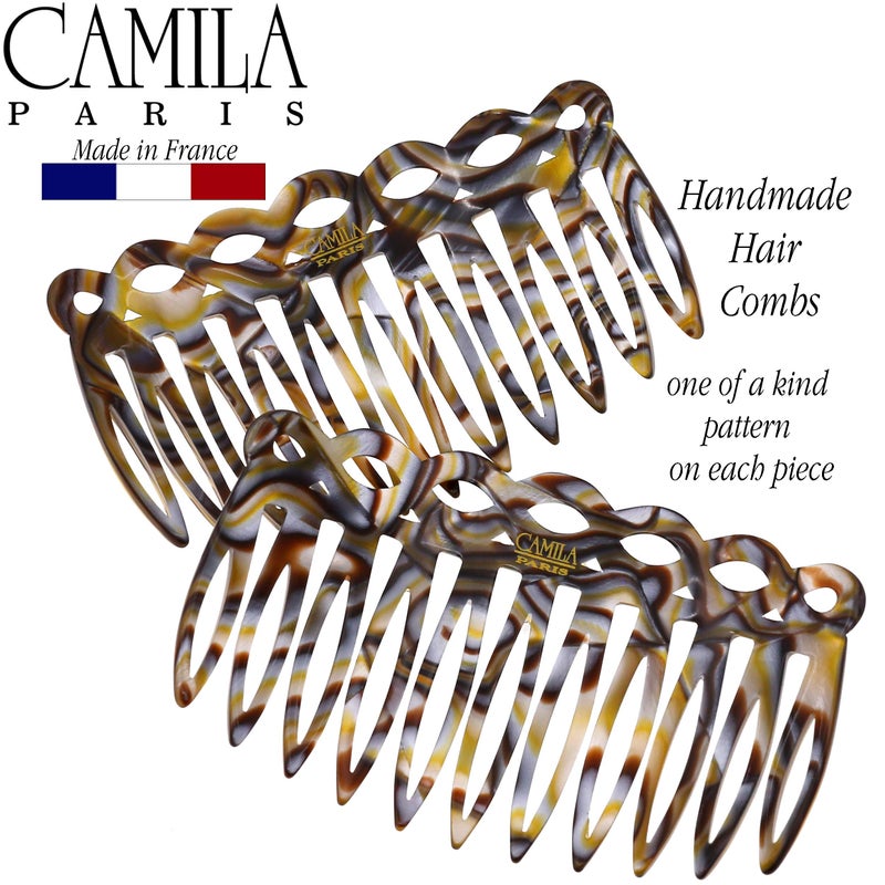 Camila Paris CP3141 French Hair Side Comb Small Handmade Onyx French Twist Hair Combs Decorative, Strong Hold Hair Clips for Women Bun Chignon Up-Do Styling Girls Hair Accessories, Made in France - Image 5