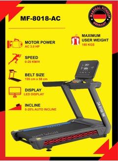 MF-8018-AC Low Noise 3 HP AC Motor Foldable Automatic Incline 180 KGS Maximum User Weight Treadmill with LED Screen Shock Absorption USB MP3 And Wireless Mobile Charging - pzsku/ZAB20632784D5CCDEFC25Z/45/_/1683291408/04a7f04c-55e5-4d8a-bb85-a89018f9fe88