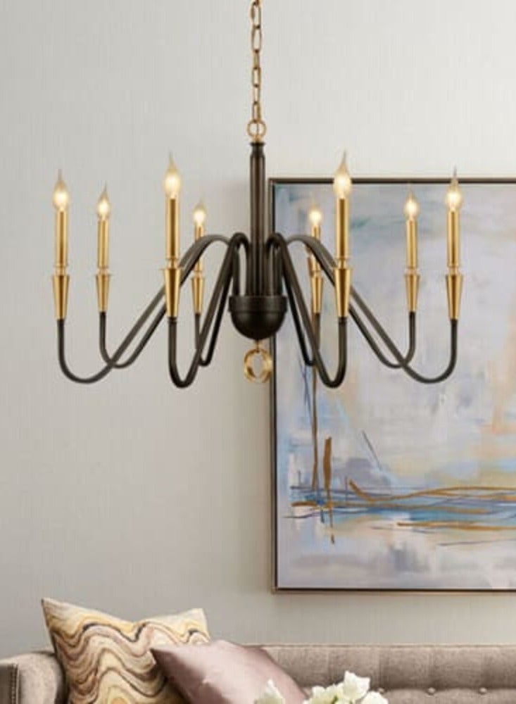 Classic Gold/Black 8 Bulb Candle Ceiling Chandeliers - Image 2