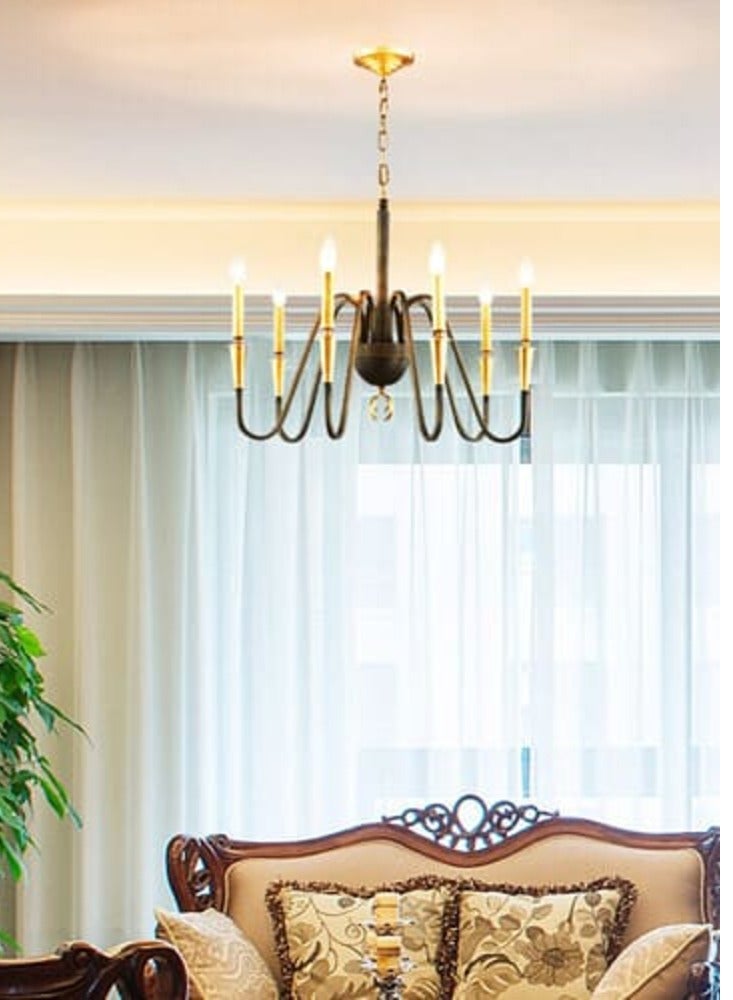 Classic Gold/Black 8 Bulb Candle Ceiling Chandeliers - Image 3