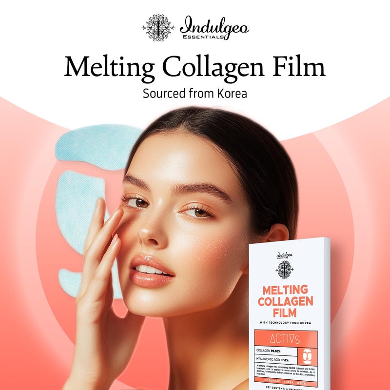 INDULGEO ESSENTIALS Melting Collagen Film Sheet Mask Collagen Booster Mist Combo Korean Skincare SelfDissolving Face Patch Reduces Wrinkles Finelines Scars With 4 Sachets 1 Booster Mist - Image 2