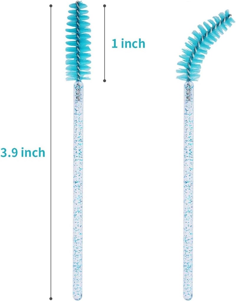 YLmeet 100 Piece Disposable Mascara Brush, Mascara Wand Makeup Brush Applicator Kit for Eyelash Extensions and Eyebrow Brush with Container (Blue) - Image 5