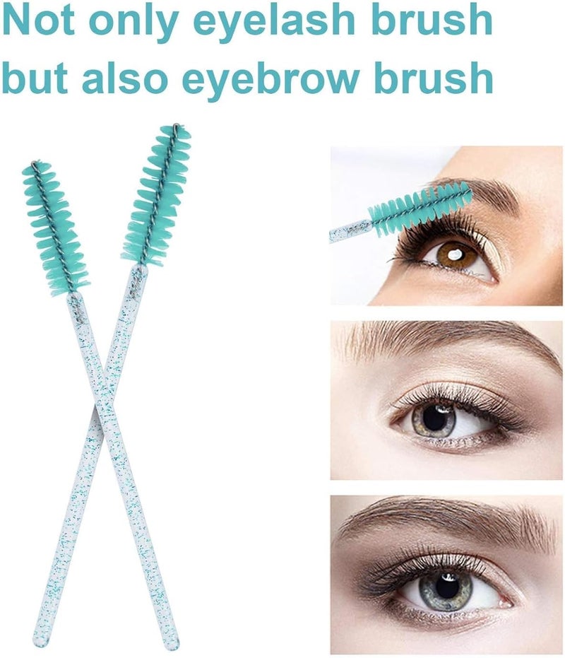 YLmeet 100 Piece Disposable Mascara Brush, Mascara Wand Makeup Brush Applicator Kit for Eyelash Extensions and Eyebrow Brush with Container (Blue) - Image 3