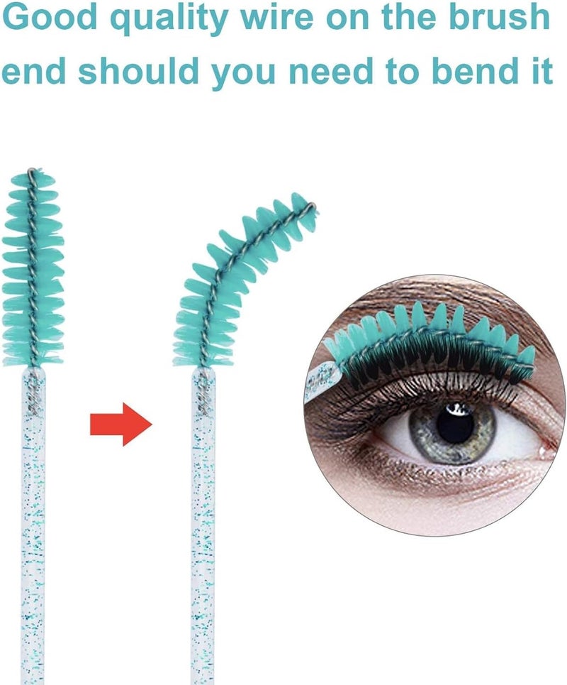 YLmeet 100 Piece Disposable Mascara Brush, Mascara Wand Makeup Brush Applicator Kit for Eyelash Extensions and Eyebrow Brush with Container (Blue) - Image 2