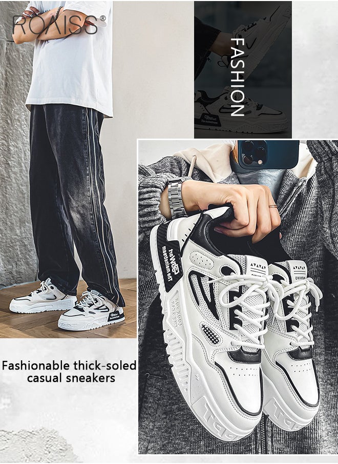 New Trendy Rope Thick Sole Platform Sneakers For Men's Casual & Sports Wear Colorblock Sneakers