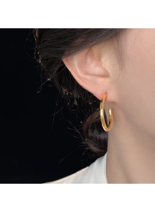 FASHION HOME 12 Pairs Gold Hoop Earrings Set for Women, Fashion Chunky Pearl Earrings Multipack Twisted Statement Earring Pack, Hypoallergenic Small Big Hoops Earrings for Birthday Party - Image 5