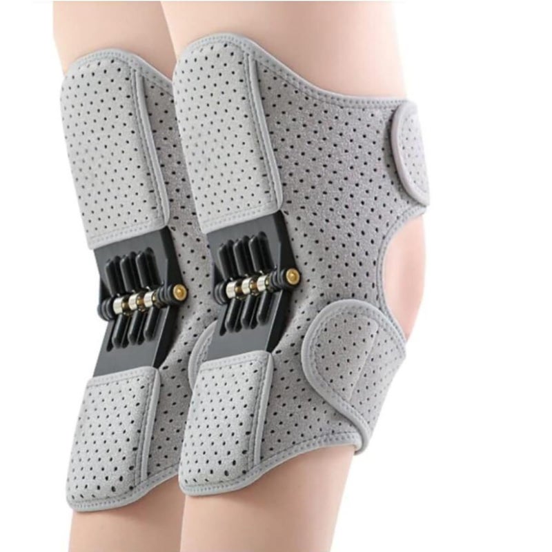 Adjustable Spring-Assisted Knee Brace Knee Joint Decompression Support Stabilizer (Gray, 2-Pack) - Image 1