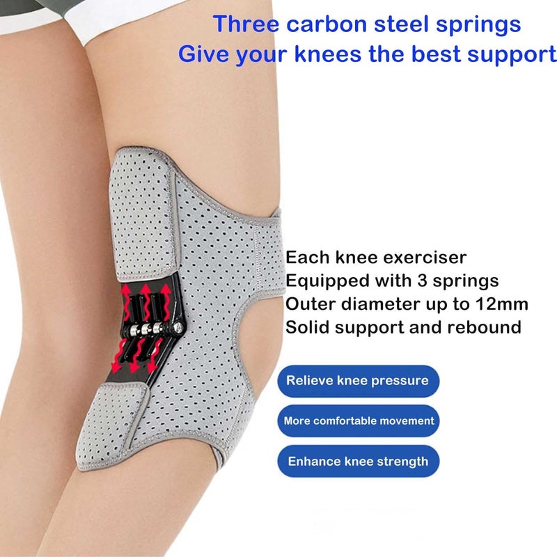 Adjustable Spring-Assisted Knee Brace Knee Joint Decompression Support Stabilizer (Gray, 2-Pack) - Image 2
