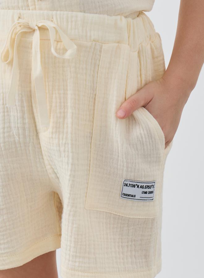 Styli Styli Textured Badge Detail Shorts with Drawstring  - Image 3