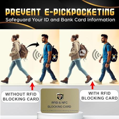 SaiTech IT RFID Cards, 5 Pack One Card Protects Entire Wallet Purse For Men & Women, NFC Contactless Bank Debit Credit Card Protector ID ATM Guard Card – Golden - Image 3