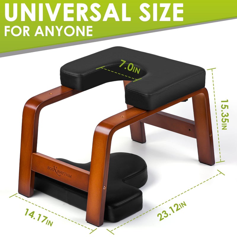 BODY RHYTHM Yoga Headstand Bench, Yoga Inversion Chair, Headstand Trainer for Relieve Stress, Improve Sleep & Digestion and Strength Training, Ideal for Home Workout, Fitness and Gym (Chocolate Black) - Image 5