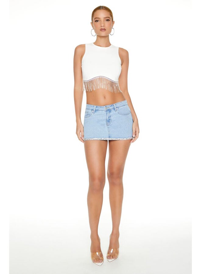 FOREVER 21 Fringe Sweater-Knit Crop Top  - Image 1