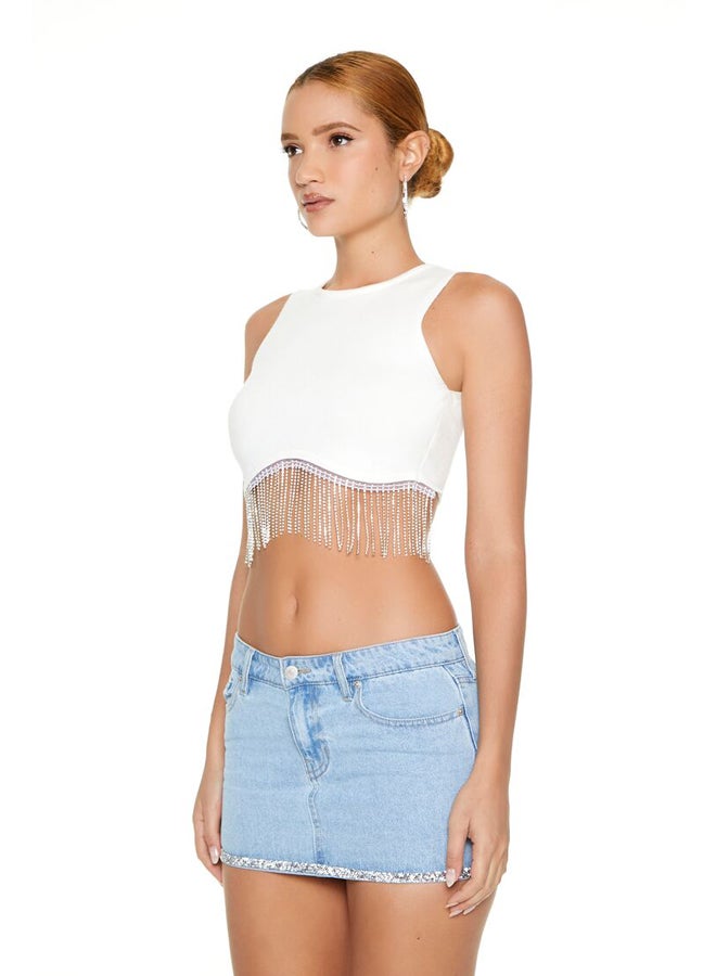 FOREVER 21 Fringe Sweater-Knit Crop Top  - Image 3