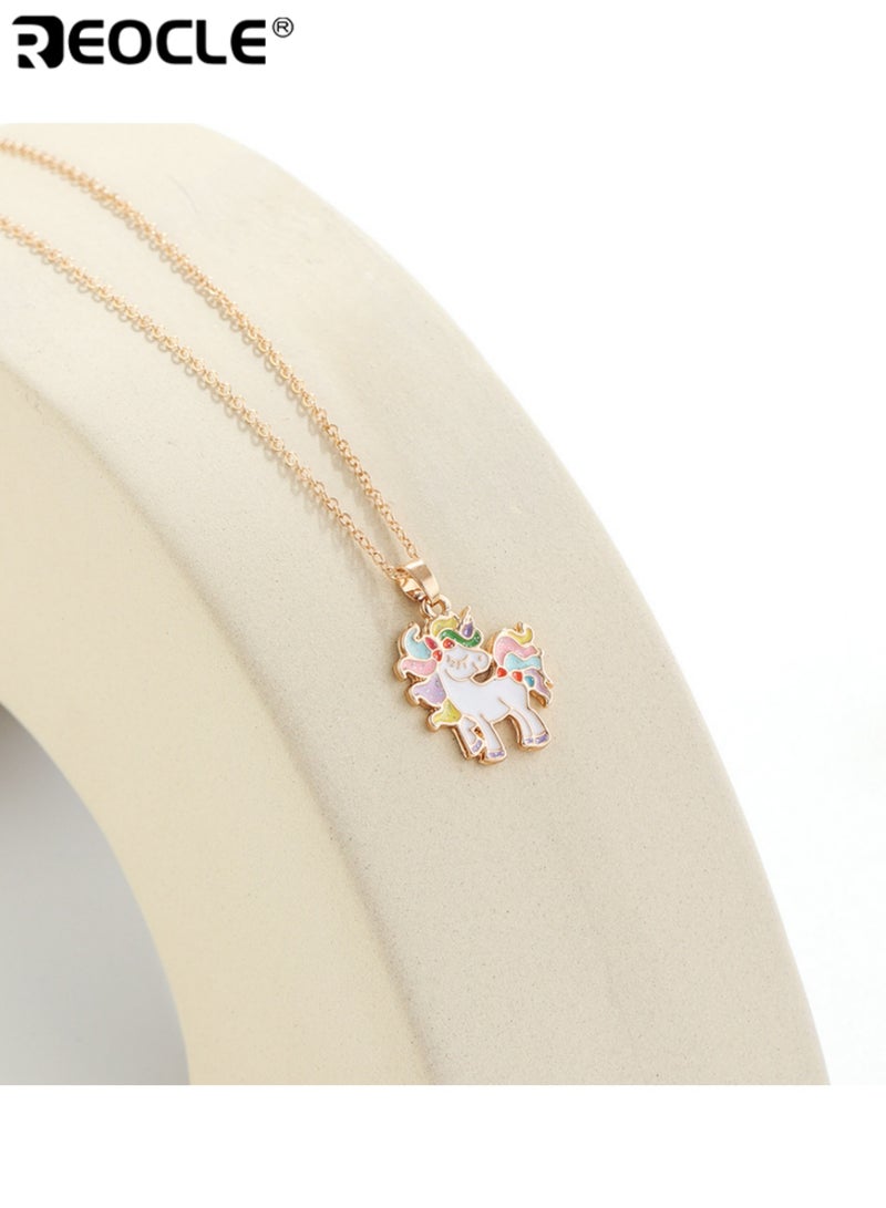 REOCLE 2PCS Kids' Jewelry Set Unicorn Pendant Necklace & Butterfly Ring Casual Daily Wear Playful Themed Accessory Set - Image 5