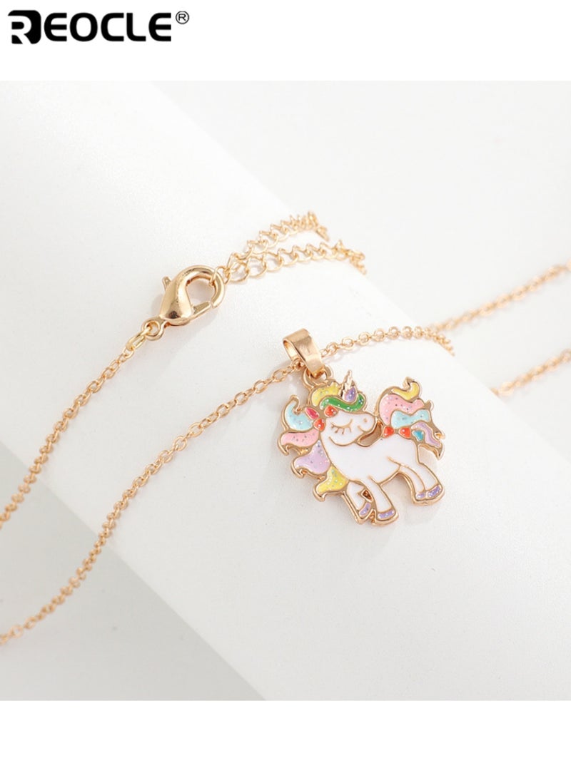 REOCLE 2PCS Kids' Jewelry Set Unicorn Pendant Necklace & Butterfly Ring Casual Daily Wear Playful Themed Accessory Set - Image 4