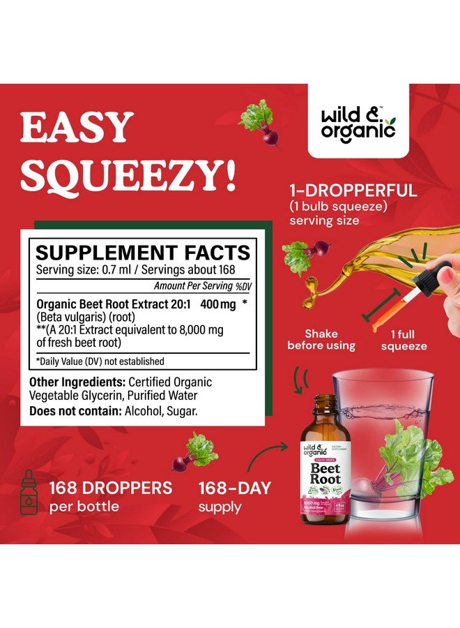 Wild & Organic Wild & Organic Beet Root Extract Drops - 8000 mg Fresh Beetroot Extract Equivalent - Extract 20:1 - Liquid Red Beets Supplements - 400 mg per Serving - Vegan, Alcohol & Sugar-Free - 4 fl oz  - Image 3