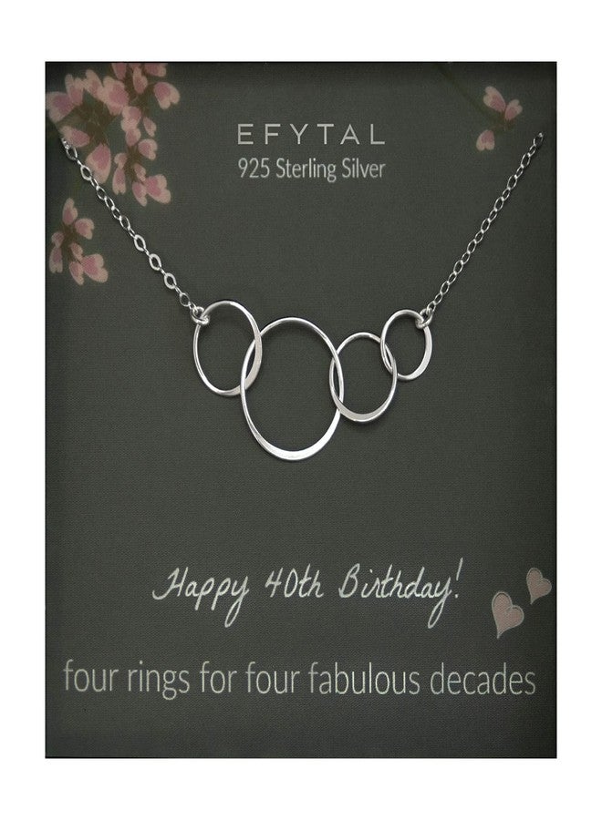 EFYTAL Happy 40th Birthday Gifts for Women, Sterling Silver Four Circle Necklace, Meaningful 40 Year Old Birthday Gifts for Women, 40 Year Old Woman, 40s Gift Ideas - Image 1