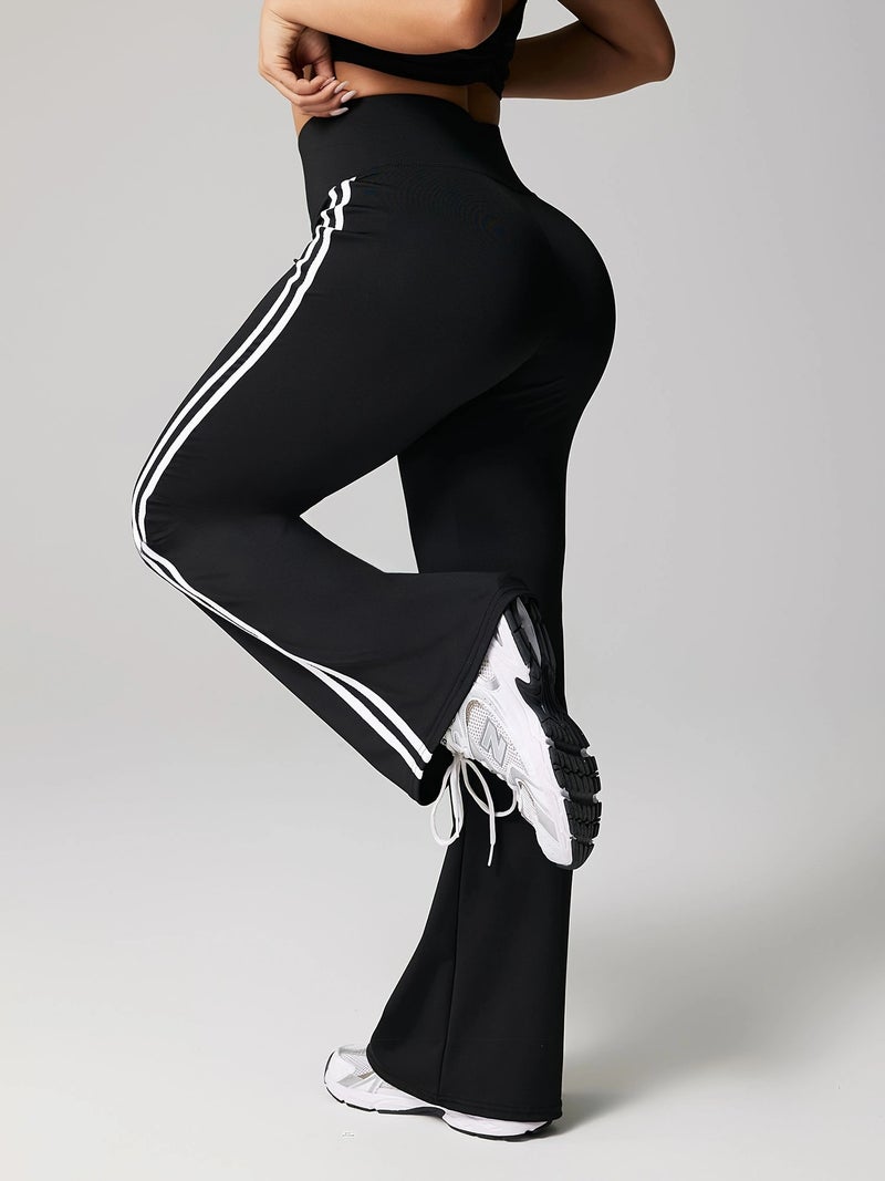 High Waist Yoga Pants American Girls New Running Sports Peach Hip Fitness Pants Naked Sense Elastic Flared Pants - Image 4
