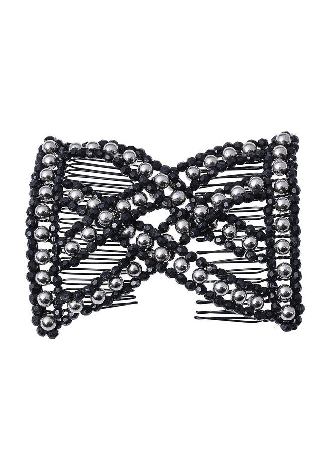 Lovef 6 Pcs Effortless Beauty Stretchable Double Combs Upzing Medium Magic Beaded Double Hair Clips Hair Jewelry Assorted Color And Design - Image 3