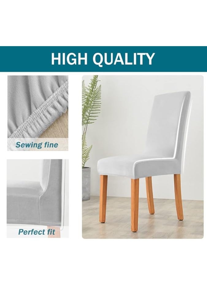general Velvet kitchen chair cover, elastic dining chair cover, detachable Parson chair cover, armless dining chair cover, kitchen chair cover, light grey, 2 pcs - Image 3