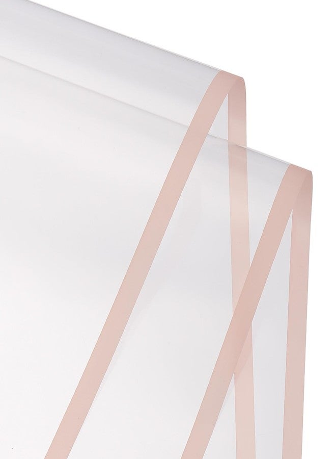 MECCANIXITY 10 Pcs Dark Pink Edge Clear Flower Wrapping Paper 23x23 Inch Clear Gift Wrap Paper Sheet for Gift Baskets Waterproof Florists Wrapping Paper for Flower, Gift Box Packaging - Image 1