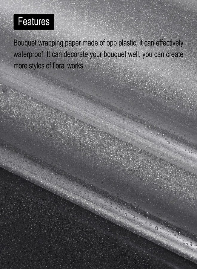 MECCANIXITY 10 Pcs Dark Pink Edge Clear Flower Wrapping Paper 23x23 Inch Clear Gift Wrap Paper Sheet for Gift Baskets Waterproof Florists Wrapping Paper for Flower, Gift Box Packaging - Image 3