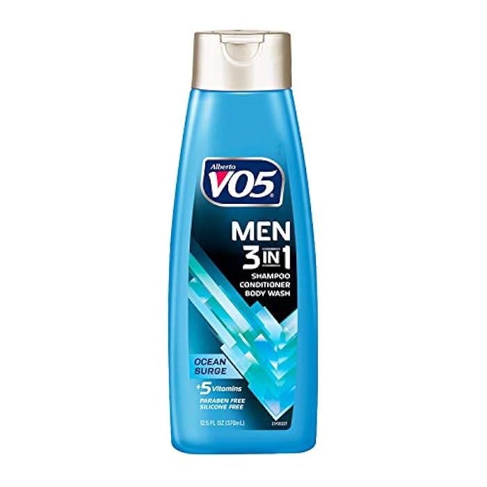 Alberto VO5 VO5 Mens 3-IN-1 Shampoo Conditioner and Body Wash - 12.5 Oz - Ocean Surge - 5 Essential Vitamins to Help Nourish and Hydrate Your Hair and Skin- Vitamin A, H, C, B5 and B3 - Image 1