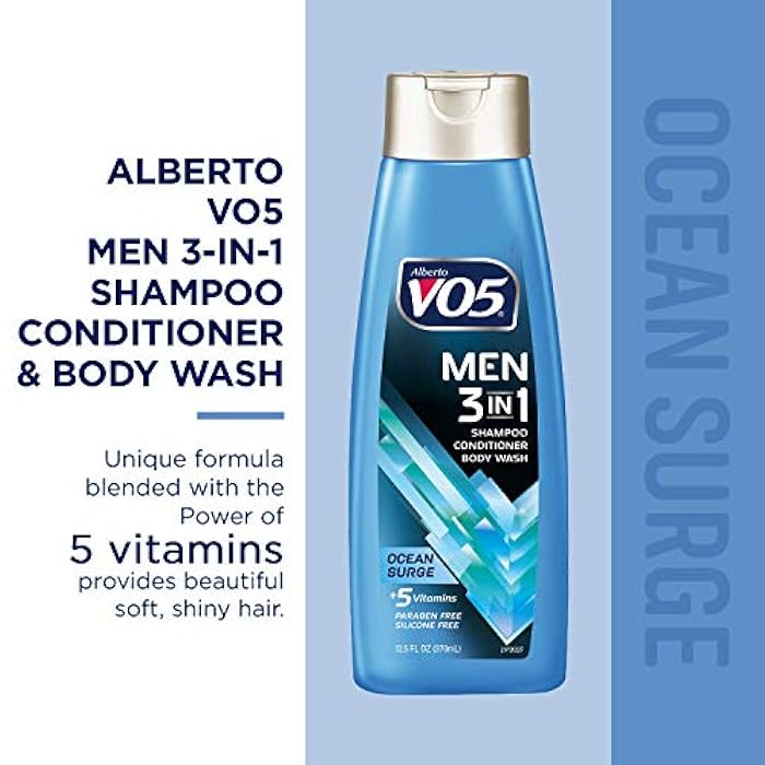 Alberto VO5 VO5 Mens 3-IN-1 Shampoo Conditioner and Body Wash - 12.5 Oz - Ocean Surge - 5 Essential Vitamins to Help Nourish and Hydrate Your Hair and Skin- Vitamin A, H, C, B5 and B3 - Image 2
