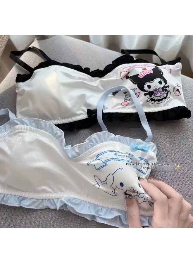 HYH Cute Pink Bear Milk Silk Tube Top Bra & Panty Set, Wireless Comfortable Lingerie for Girls, Size 34/78AB - Image 3