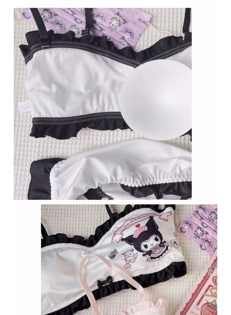 HYH Cute Pink Bear Milk Silk Tube Top Bra & Panty Set, Wireless Comfortable Lingerie for Girls, Size 34/78AB - Image 4