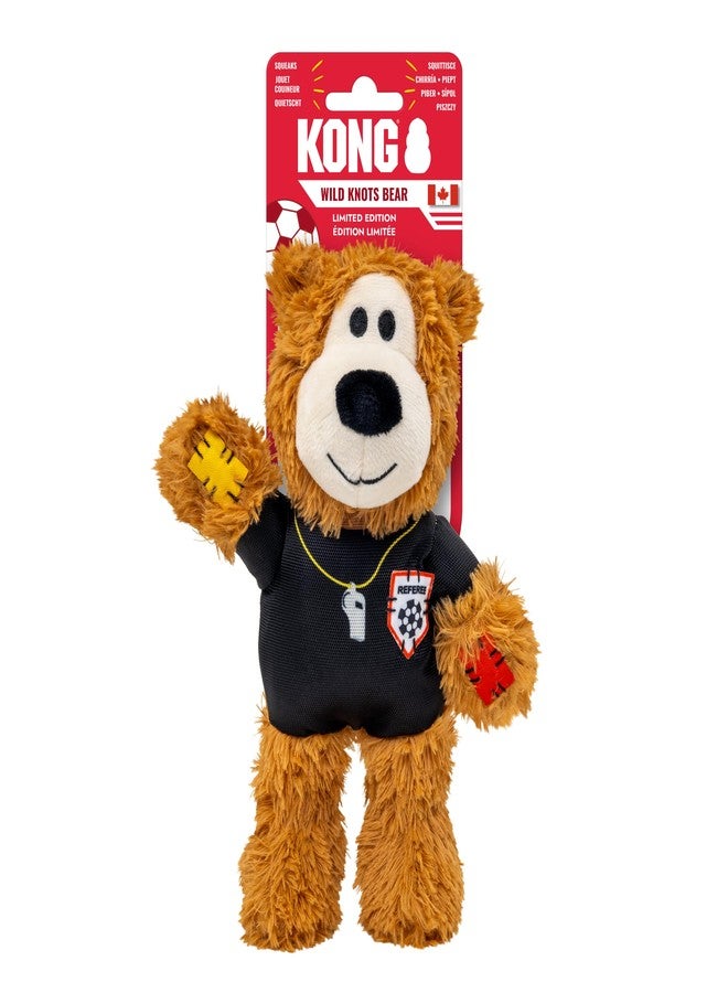 KONG Wild Knots Bear Soccer Player Dog Toy - Referee - National Team Jersey Inspired - International Tournament Edition - Plush Rope Toy with Squeaker, Medium/Large - Image 1