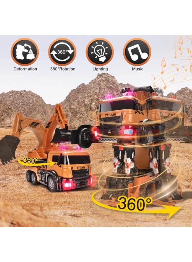 ELTRAZONE Gesture Sensing Transform Robot Excavator Car Toy with One-Button Deformation, Music and Lights, Remote Control Construction Vehicle Toy for Kids - Image 2