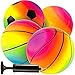 Bedwina Mini Rainbow Sports Balls 5 Inch Pack of 4 Inflatable Vinyl Balls for Kids and Toddlers with Hand Air Pump Basketball Volleyball Soccer for Playground Indoor and Outdoor - Image 3