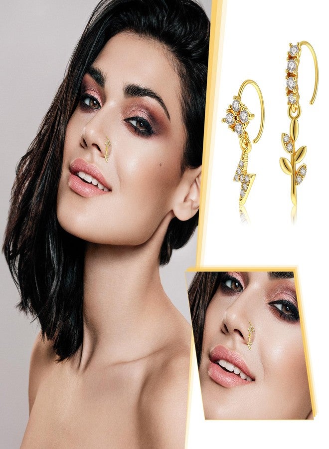 Yolev 30pcs Dangling Nose Ring 20g Gold Dangle Nose Ring Stud Hoops L Shaped For Women Noses Piercings Dangle Piercing Jewelry - Image 4