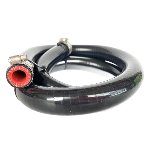 Bekelan 13MM 12 X 5FT Black High Temp Reinforced Silicone Heater Tubing Hose Radiator Coolant Straight LineWork Pressure 145PSI4ply Reinforced5MM Thick2 Clamp - Image 1