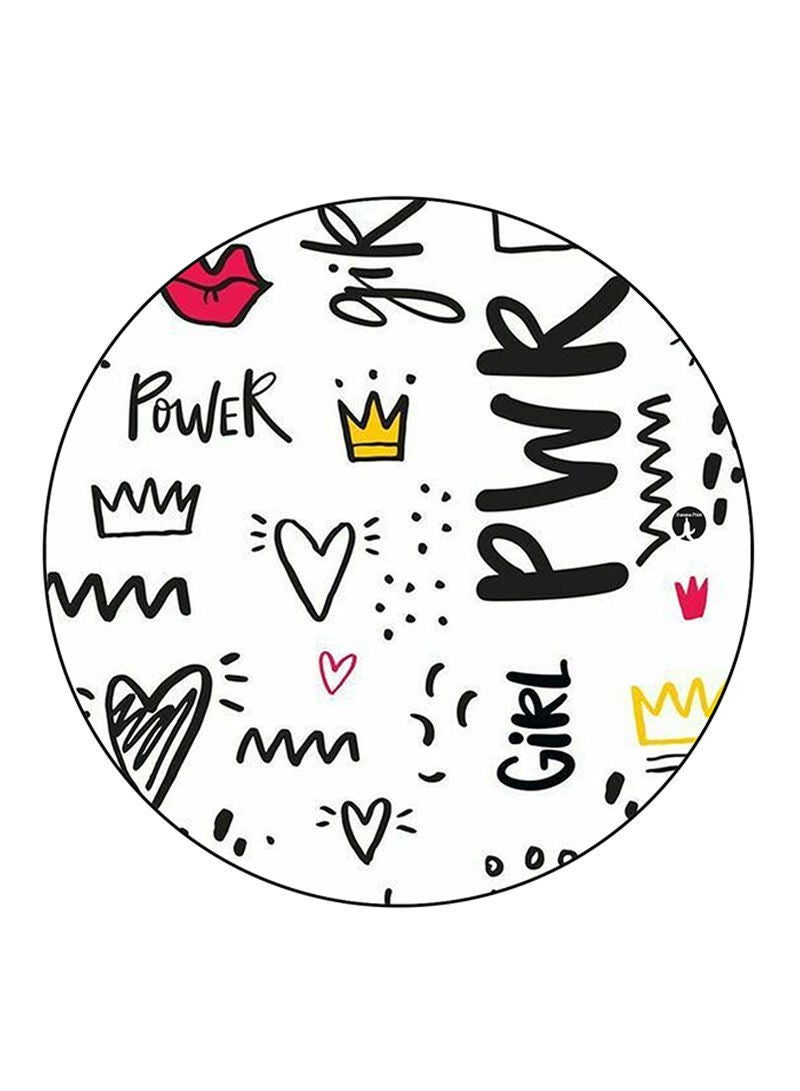 English Phrases Printed Mouse Pad  Round  Multicolour