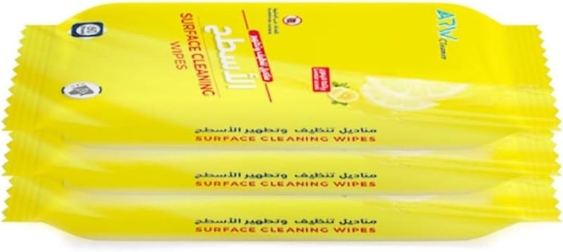ARW Surface Cleaning Wipes Lemon Scent 3x60 (180 Wipes) - Image 1