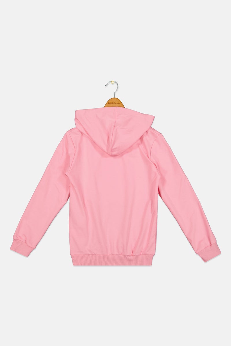Peanuts Kids Girl Long Sleeve Graphic Print Hoodie, Pink - Image 3