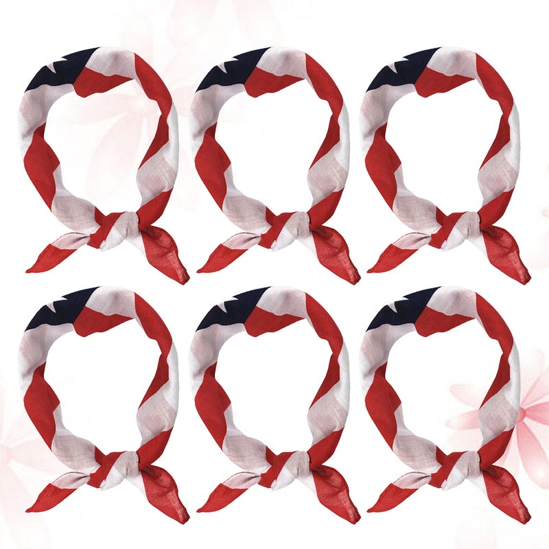 6Pcs Cloth Scarf Kerchief Shaped National Flag Printed Scarf DIY Neck Hood Hair Band for Indoor Outdoor Women Men - Image 1