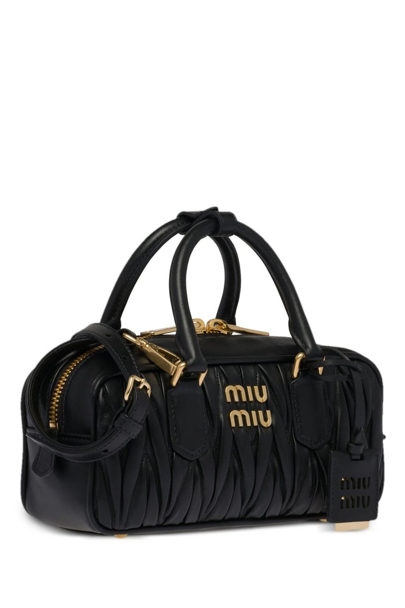 MIUI حقيبة مقبض أركادي الصغيرة في Matelassé Nappa الجلد Crossbody الكتف الإغلاق الزيبي - Image 3