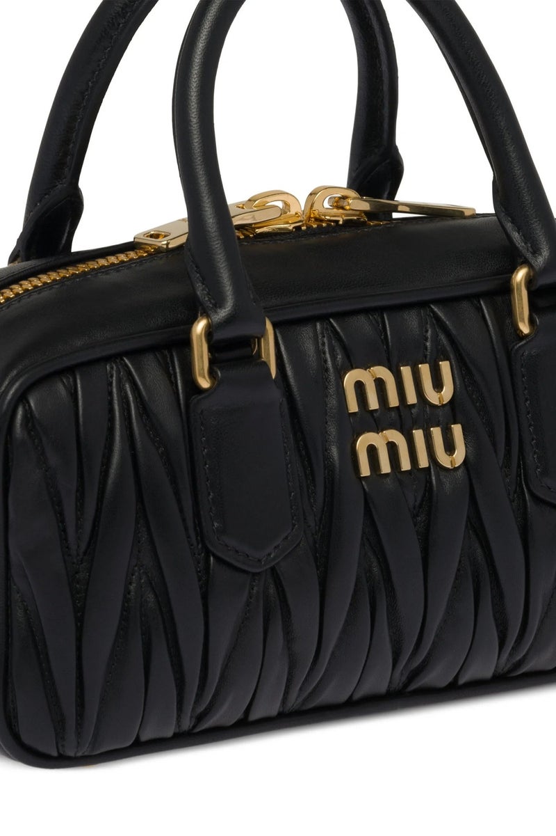 MIUI حقيبة مقبض أركادي الصغيرة في Matelassé Nappa الجلد Crossbody الكتف الإغلاق الزيبي - Image 4